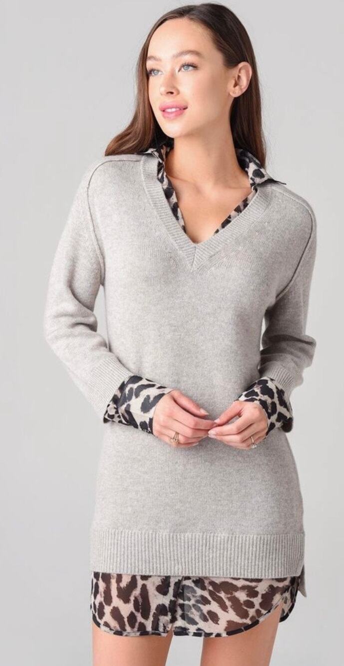 Brochu Walker Printed Layered Looker Dress – Light Chia Melange / Leopard SM